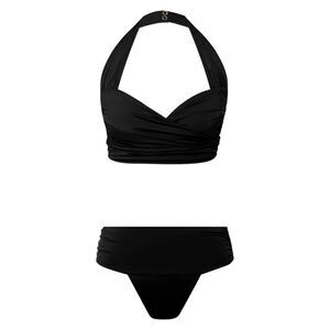 Balmain Paris Women's Black Beachwear Top High Waist Bottom Bikini Size 38